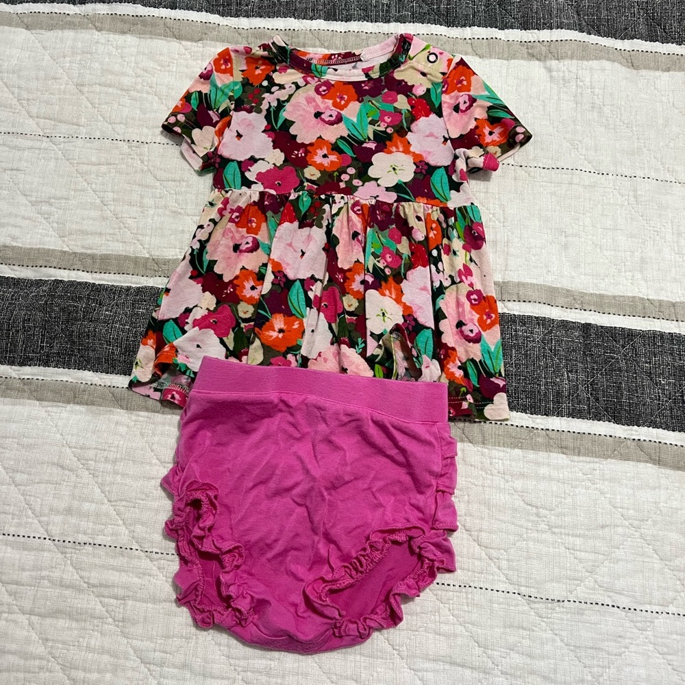 Floral Top and Pink Bloomers Set